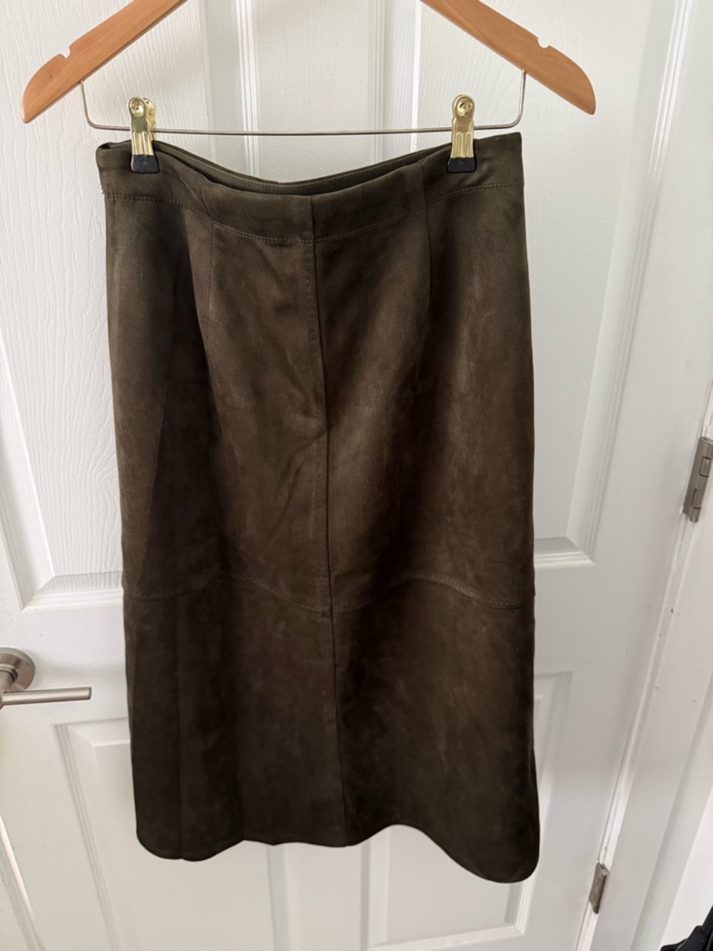 Max Studio Dark Brown Suede Midi Skirt